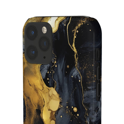 Metallic Gold Dark Marble - iPhone Snap Case