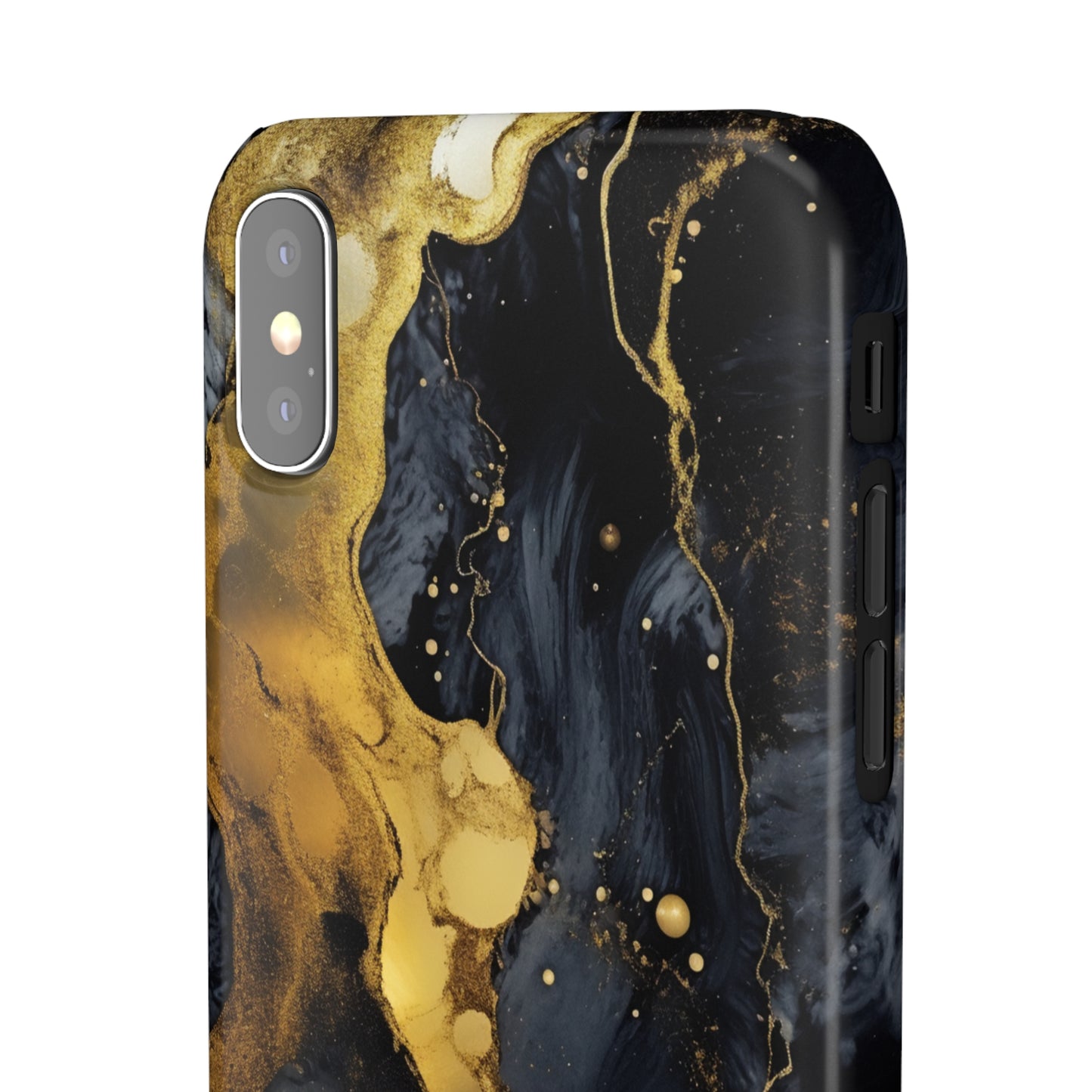 Metallic Gold Dark Marble - iPhone Snap Case