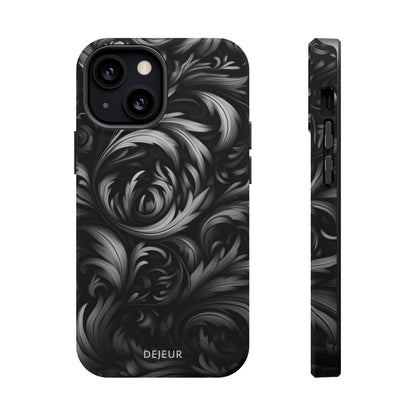 Dark Grey Floral - iPhone MagSafe Tough Case