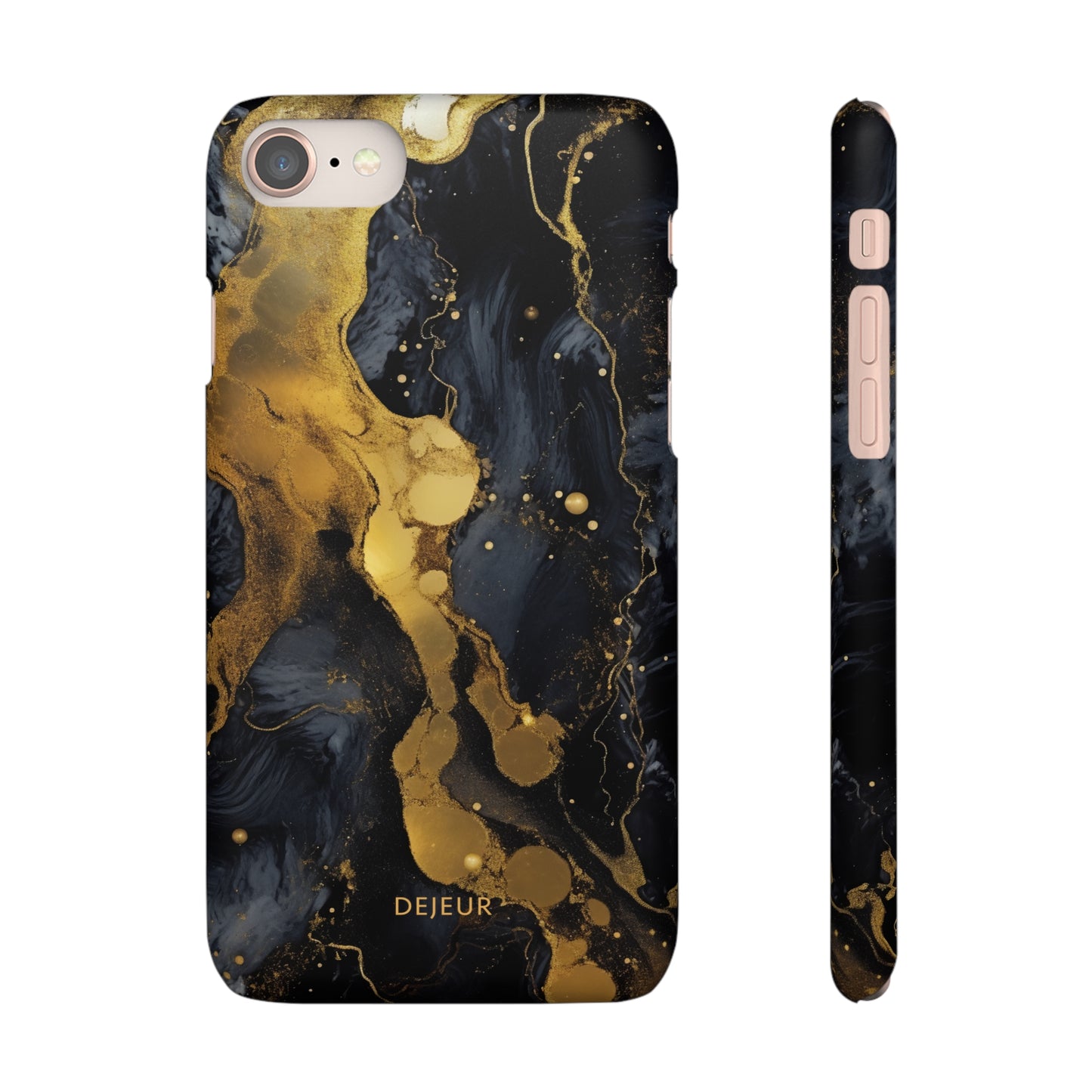 Metallic Gold Dark Marble - iPhone Snap Case