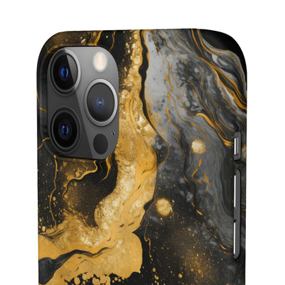 Gold & Black Marble - iPhone Snap Case