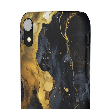 Metallic Gold Dark Marble - iPhone Snap Case