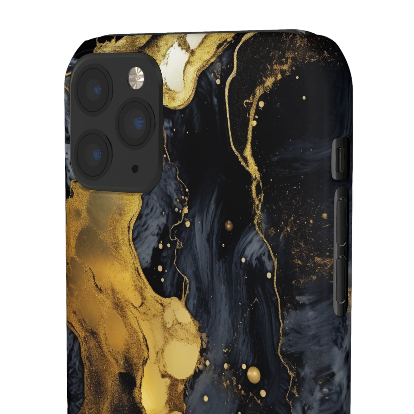 Metallic Gold Dark Marble - iPhone Snap Case