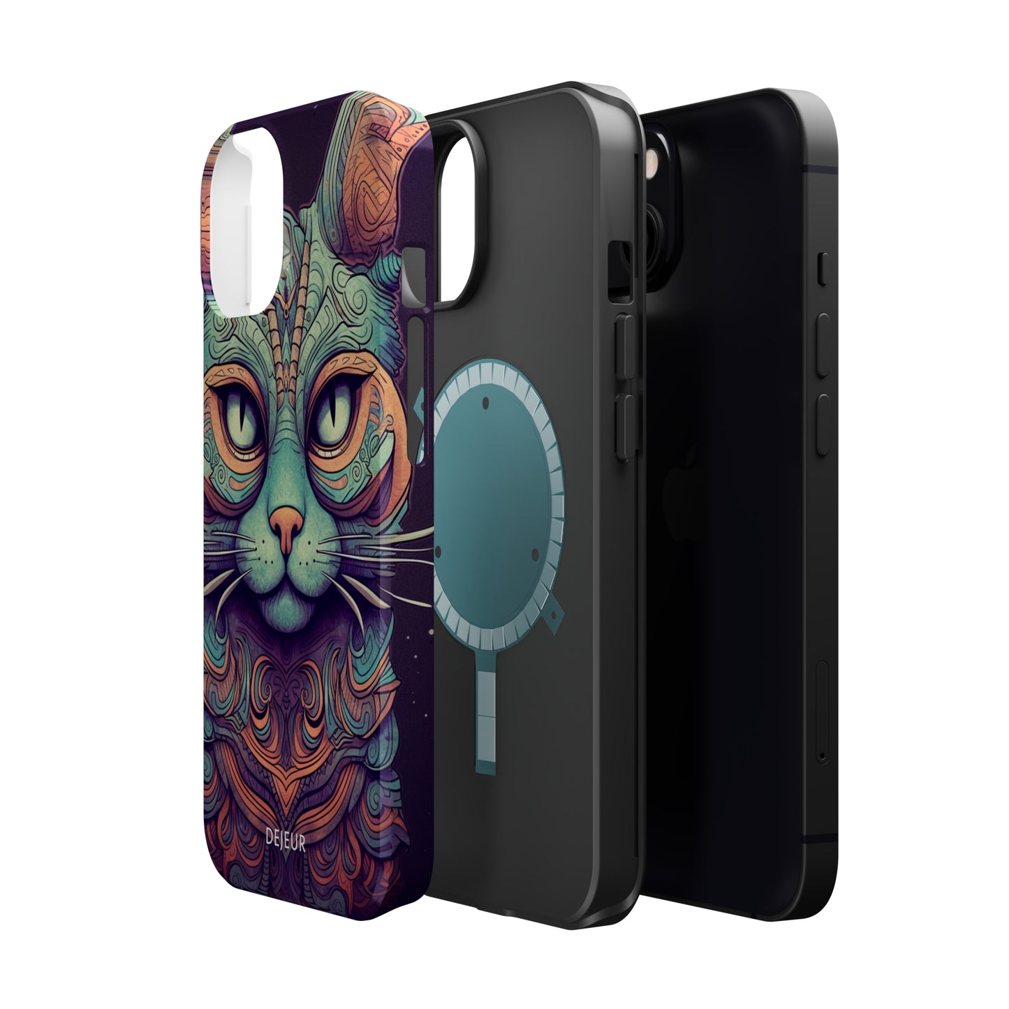 Intricate Aqua Cat - iPhone MagSafe Tough Case