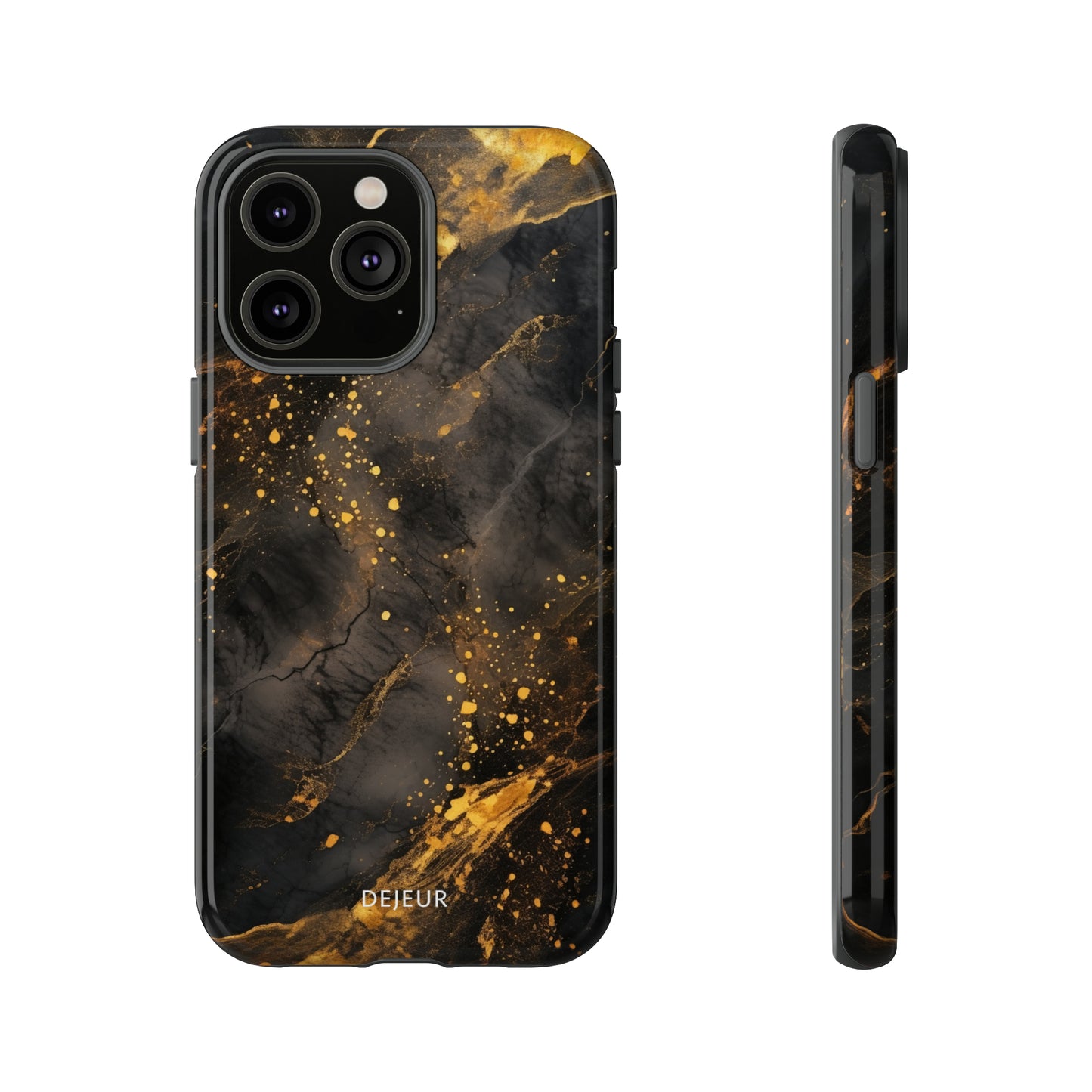 Black Gold Speckled Marble - iPhone Tough Case