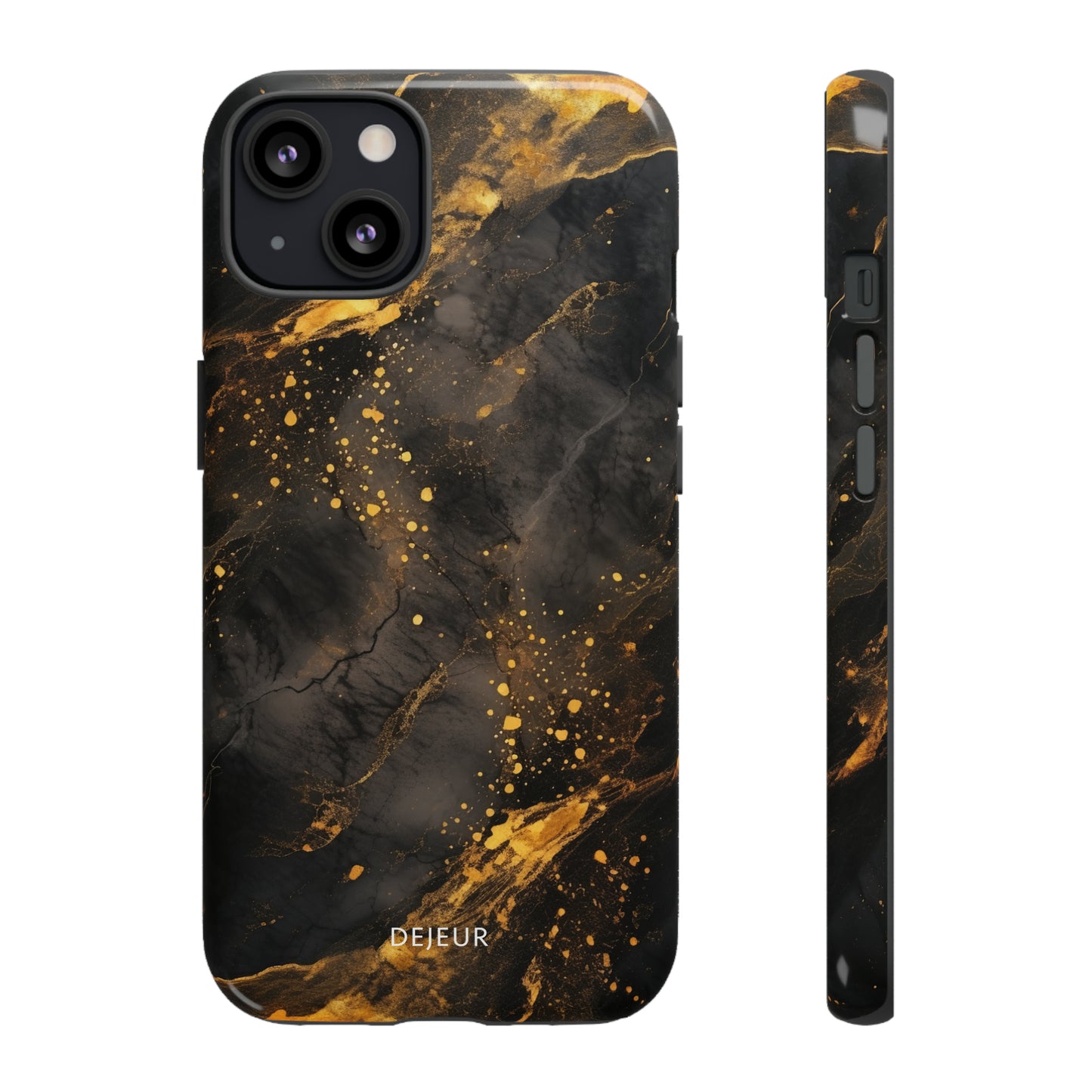 Black Gold Speckled Marble - iPhone Tough Case