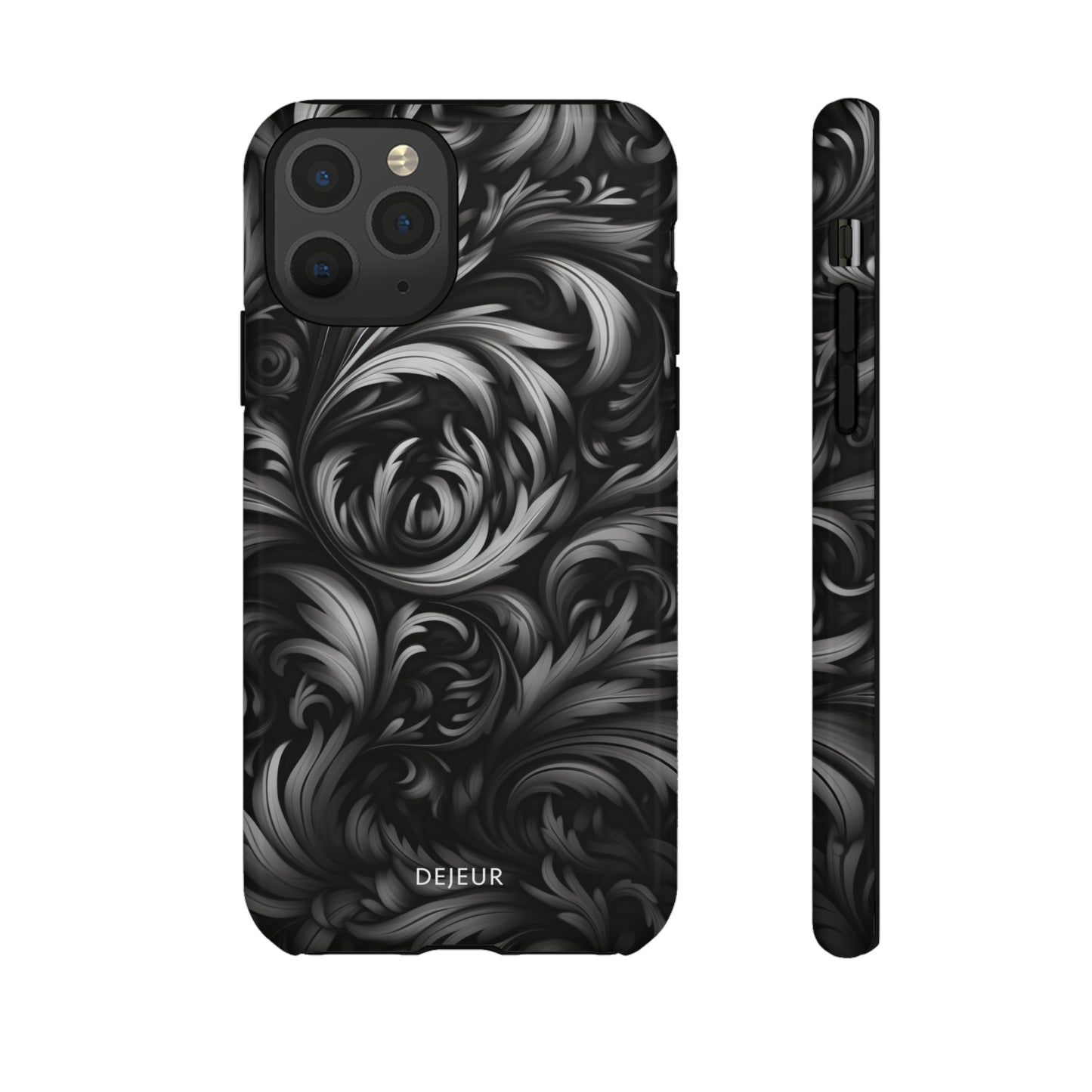 Dark Grey Floral - iPhone Tough Case