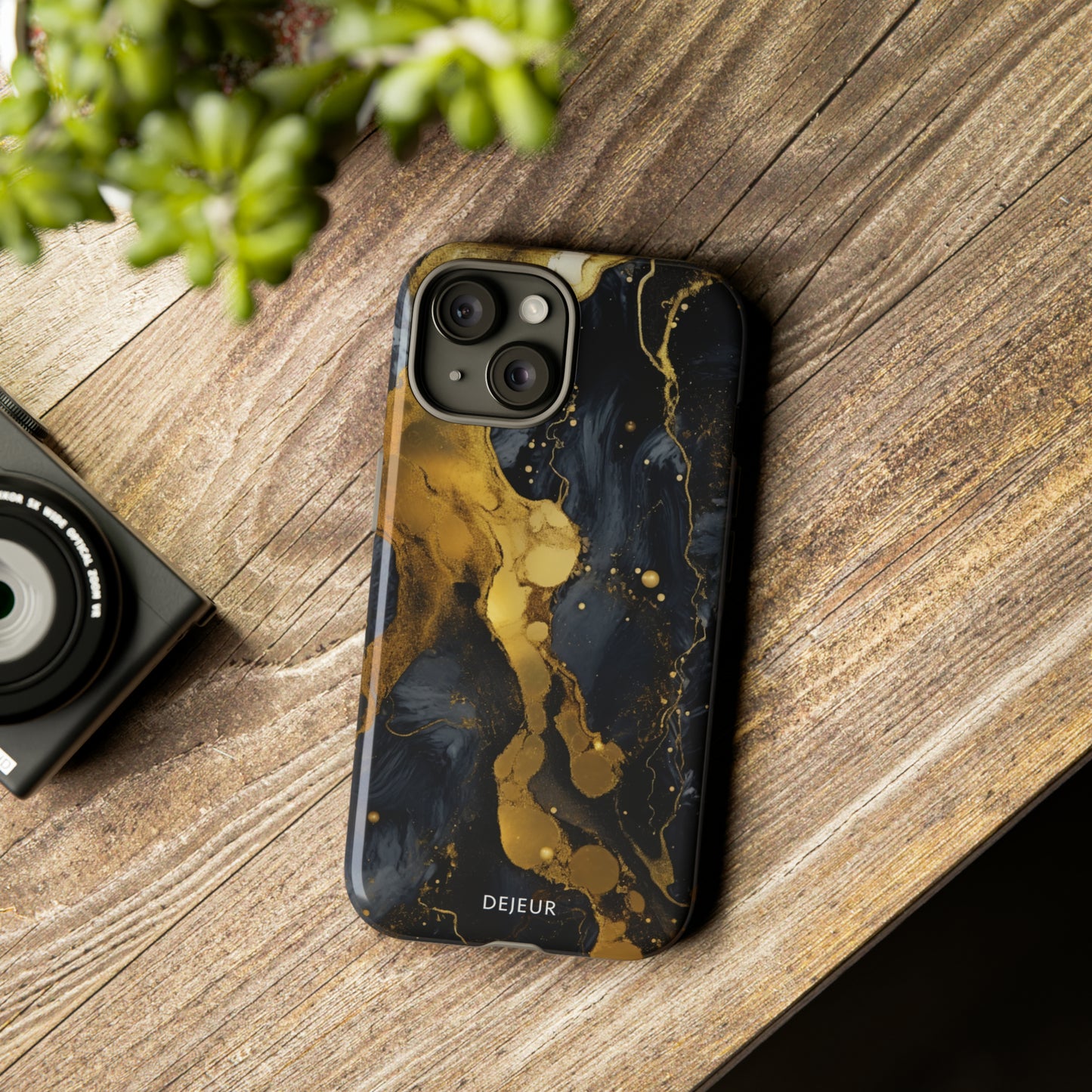 Metallic Gold Dark Marble - iPhone Tough Case