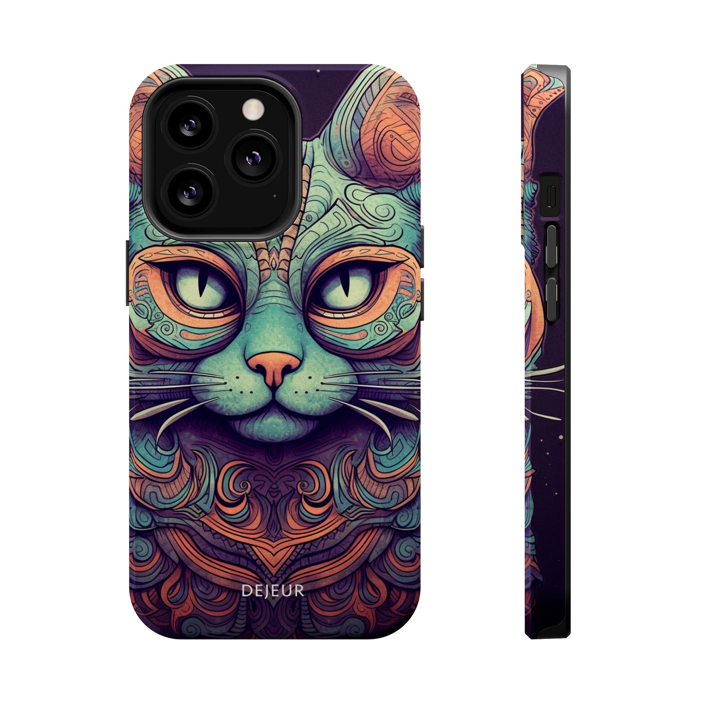 Intricate Aqua Cat - iPhone MagSafe Tough Case