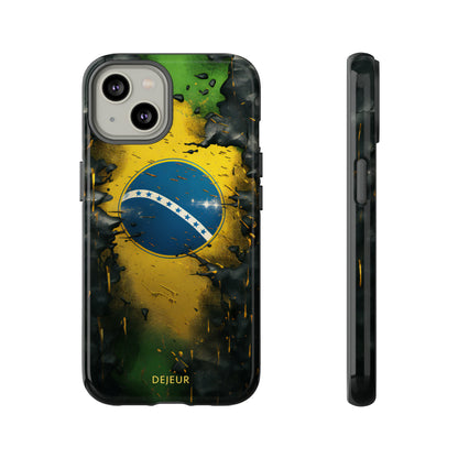 Brazil Flag Debris - iPhone Tough Case