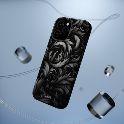 Dark Grey Floral - iPhone MagSafe Tough Case