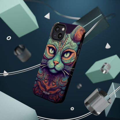 Intricate Aqua Cat - iPhone MagSafe Tough Case