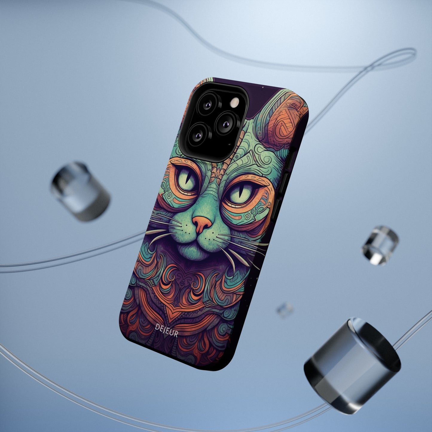 Intricate Aqua Cat - iPhone MagSafe Tough Case