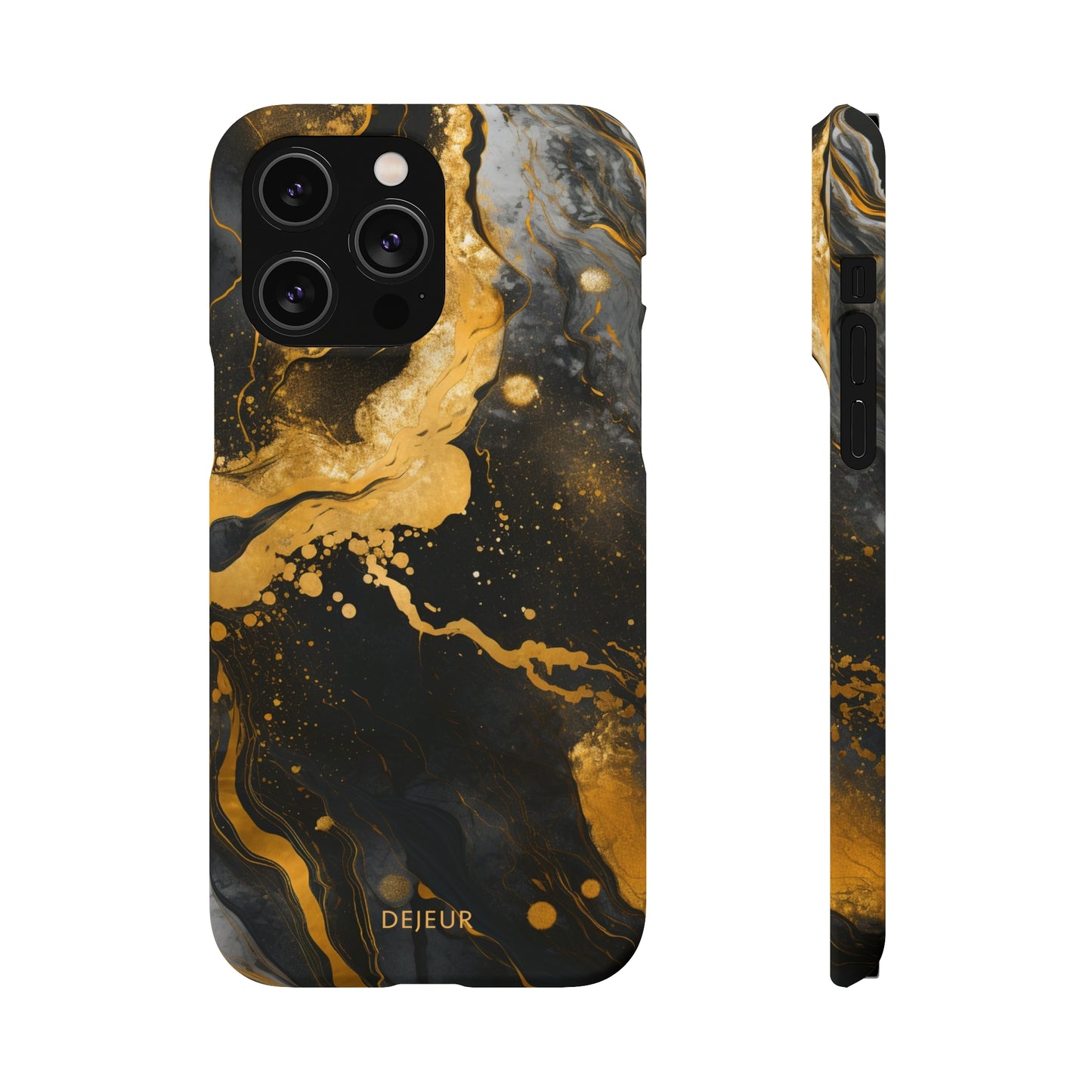 Gold & Black Marble - iPhone Snap Case