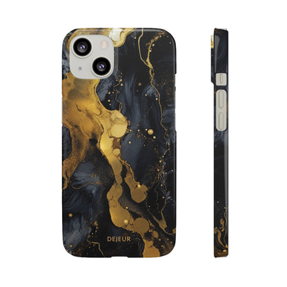 Metallic Gold Dark Marble - iPhone Snap Case