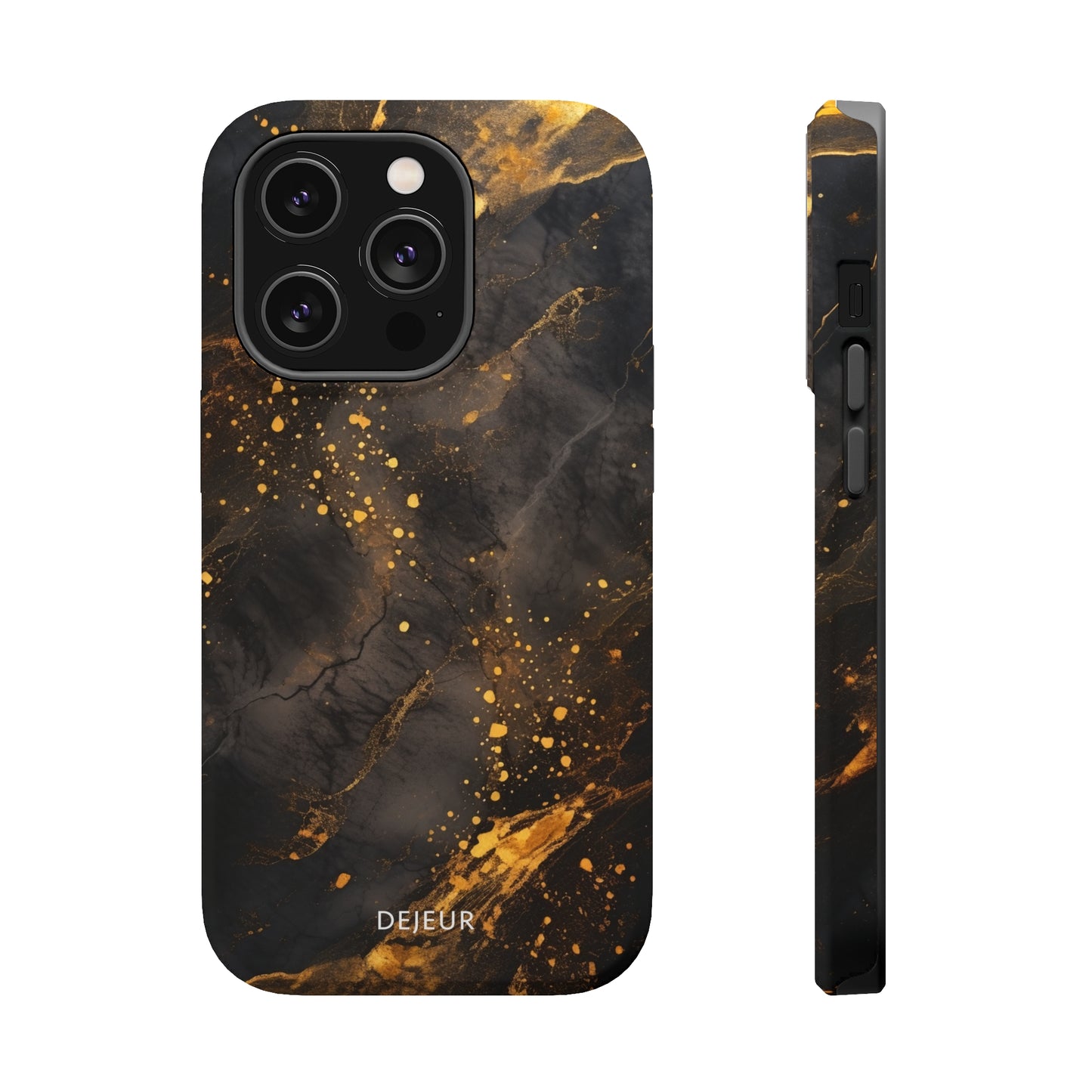 Black Gold Speckled Marble - iPhone MagSafe Tough Case