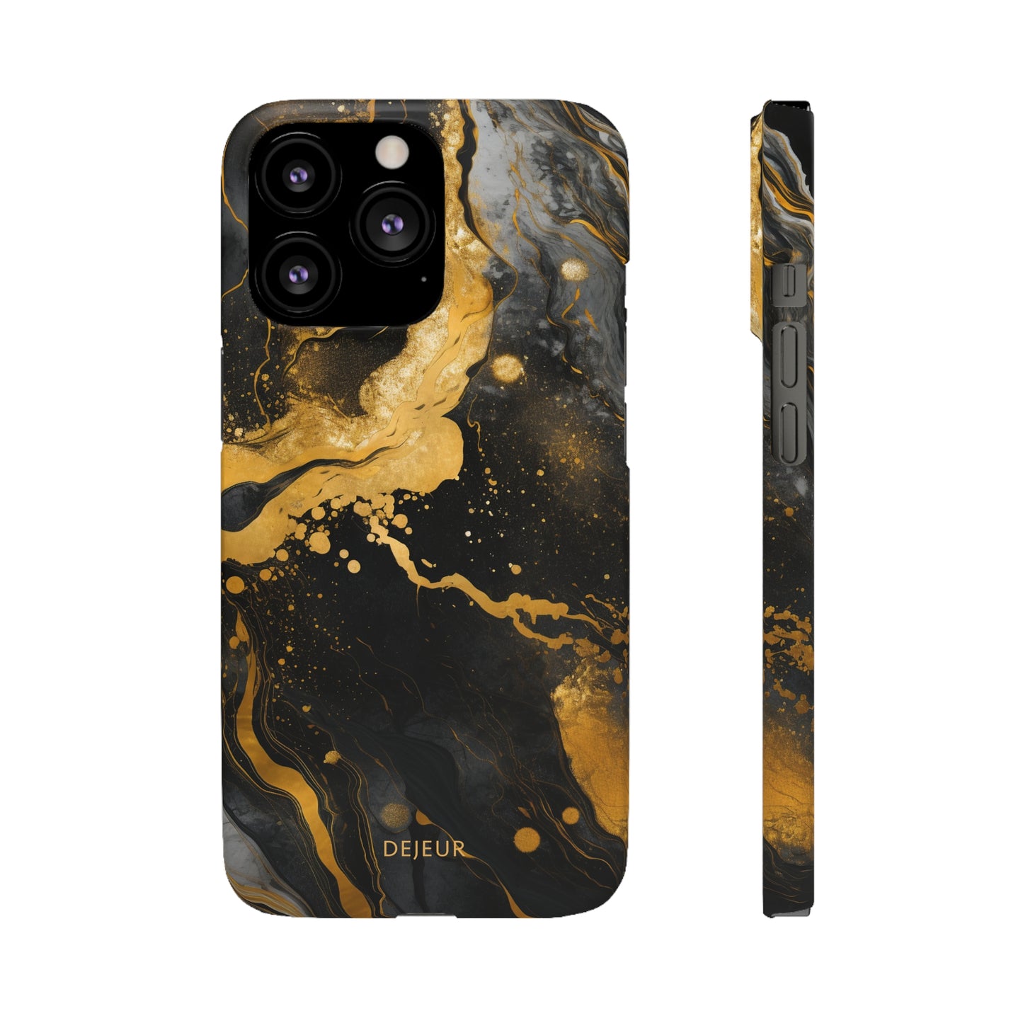 Gold & Black Marble - iPhone Snap Case