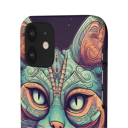 Intricate Aqua Cat - iPhone Snap Case