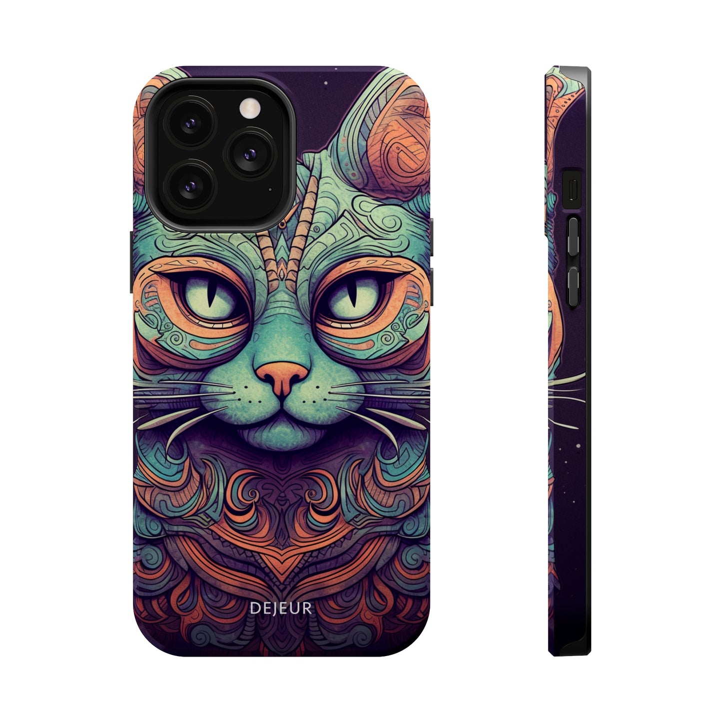 Intricate Aqua Cat - iPhone MagSafe Tough Case