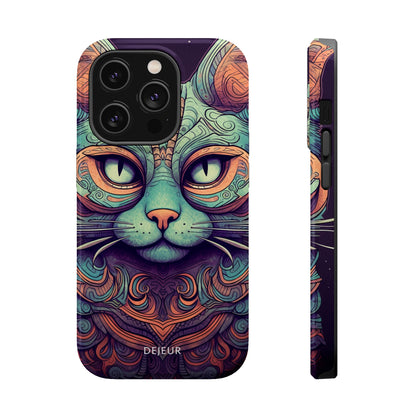 Intricate Aqua Cat - iPhone MagSafe Tough Case