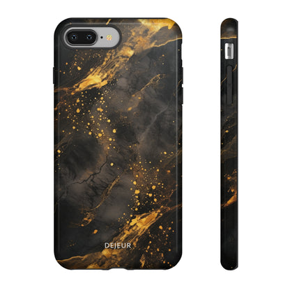 Black Gold Speckled Marble - iPhone Tough Case