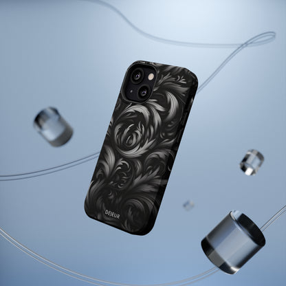 Dark Grey Floral - iPhone MagSafe Tough Case