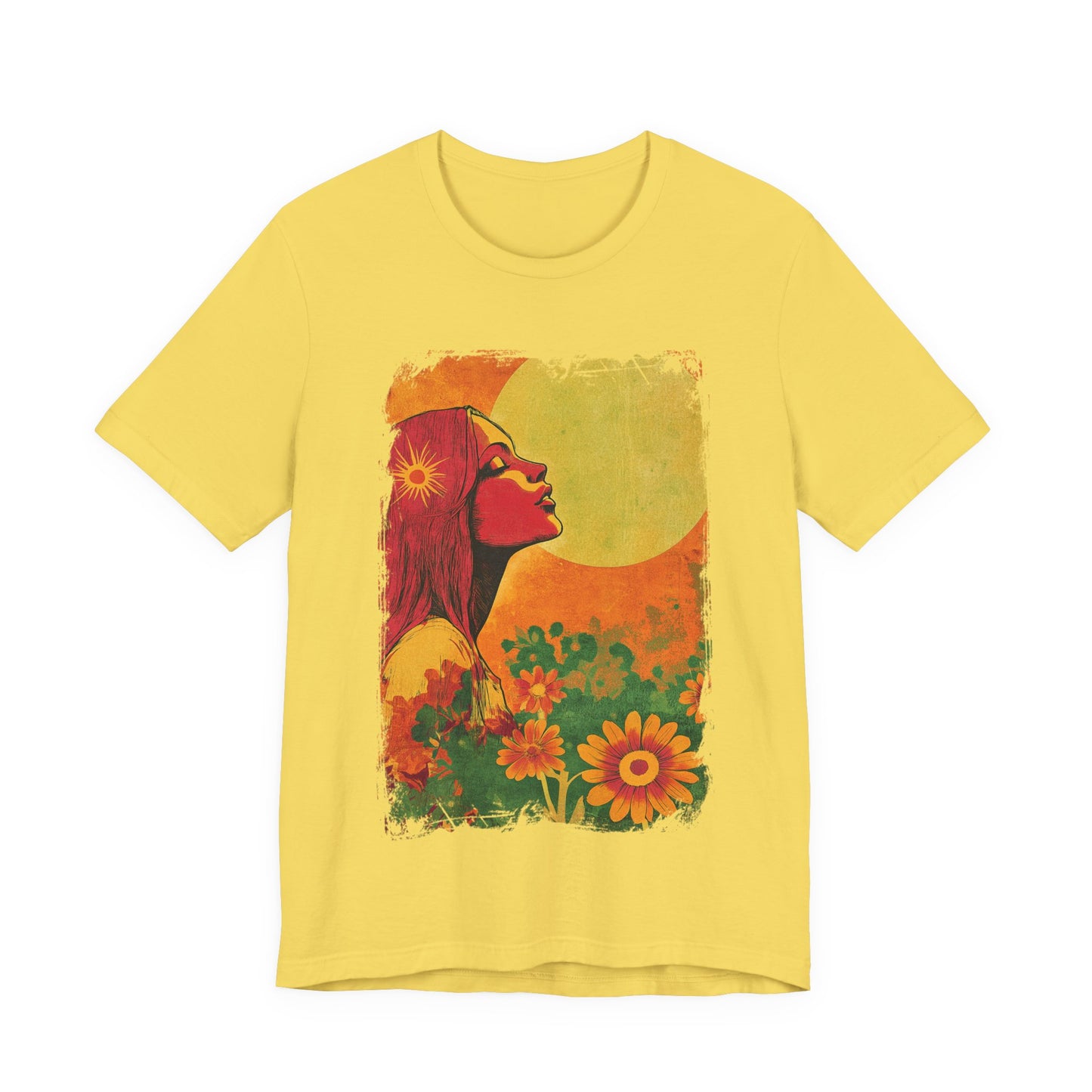 Vintage Retro Orange Daisies Golden Sunset - Women's T-Shirt