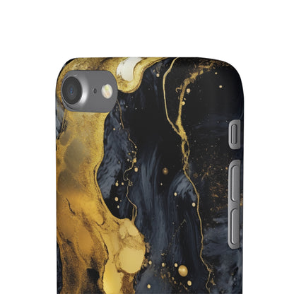 Metallic Gold Dark Marble - iPhone Snap Case