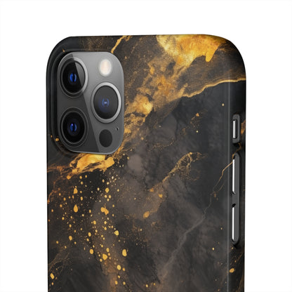 Black Gold Speckled Marble - iPhone Snap Case