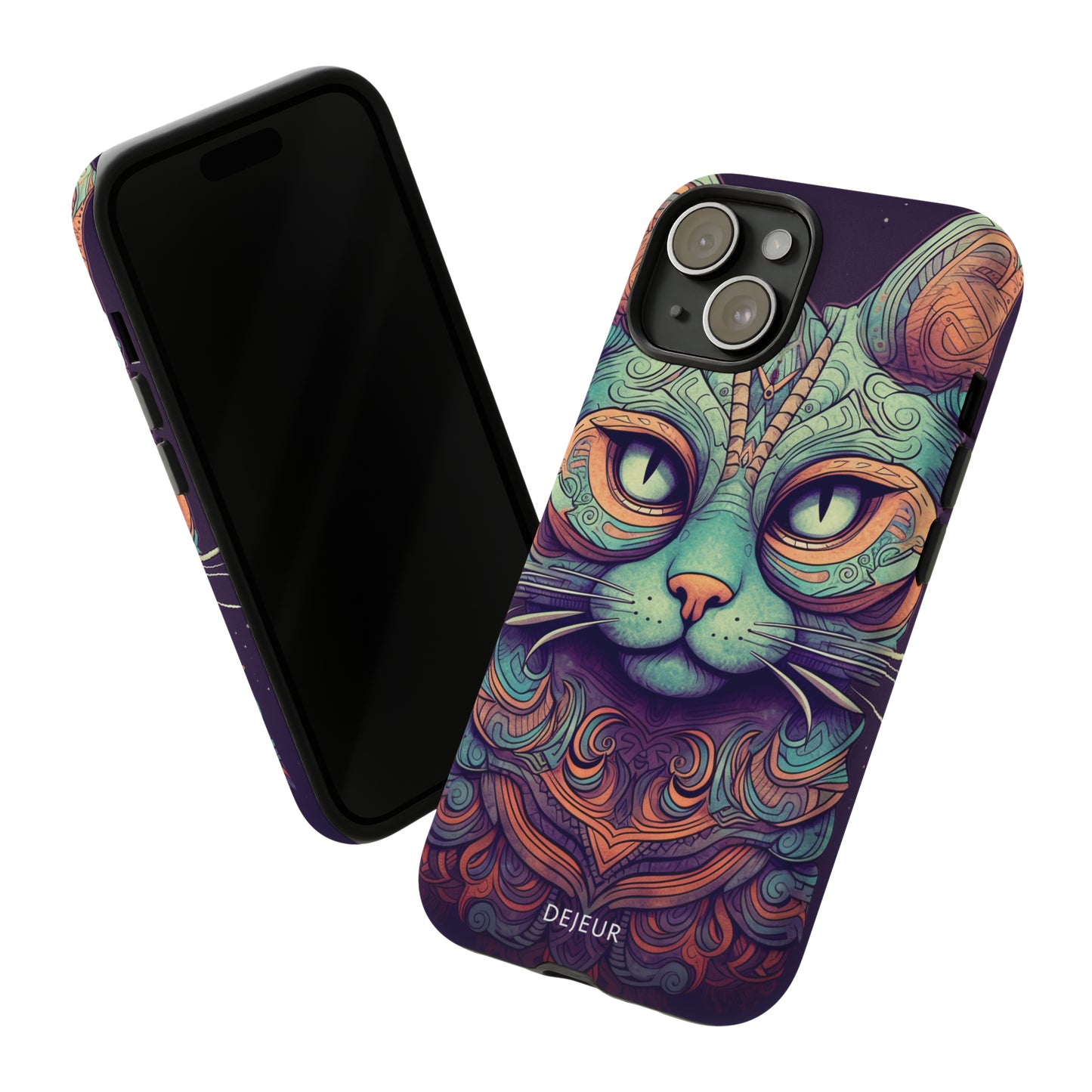 Intricate Aqua Cat - iPhone Tough Case