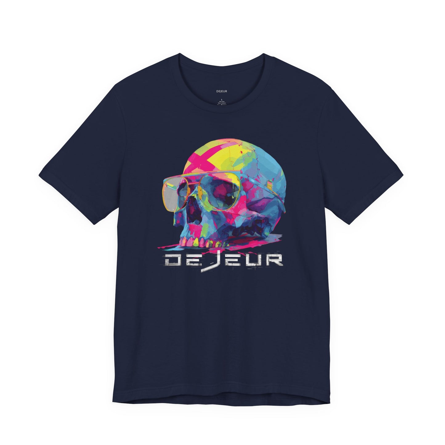 Dejeur Vibrant Pop Art Neon Skull - T-Shirt