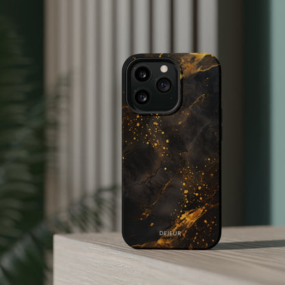 Black Gold Speckled Marble - iPhone MagSafe Tough Case