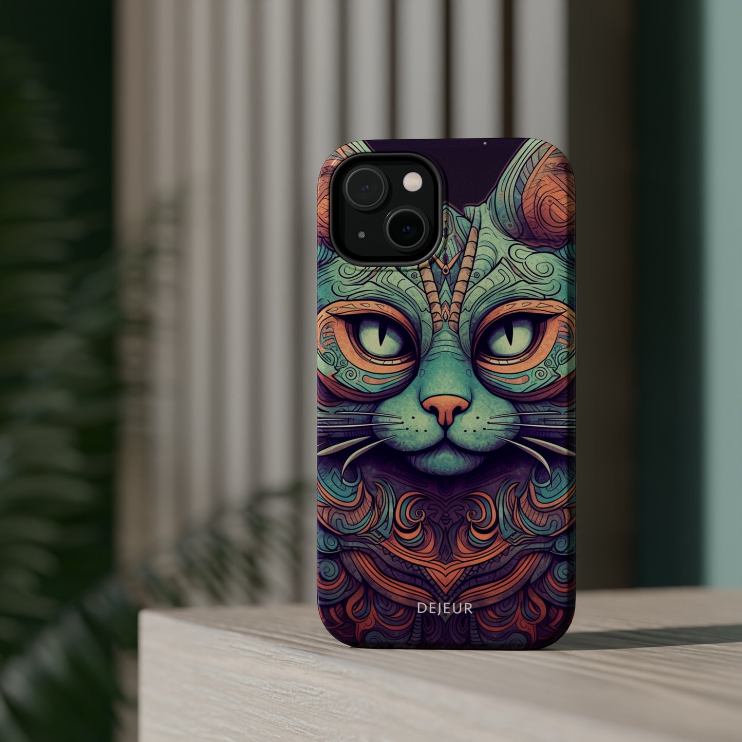 Intricate Aqua Cat - iPhone MagSafe Tough Case