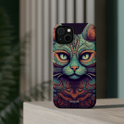 Intricate Aqua Cat - iPhone MagSafe Tough Case