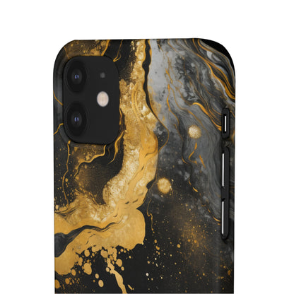 Gold & Black Marble - iPhone Snap Case