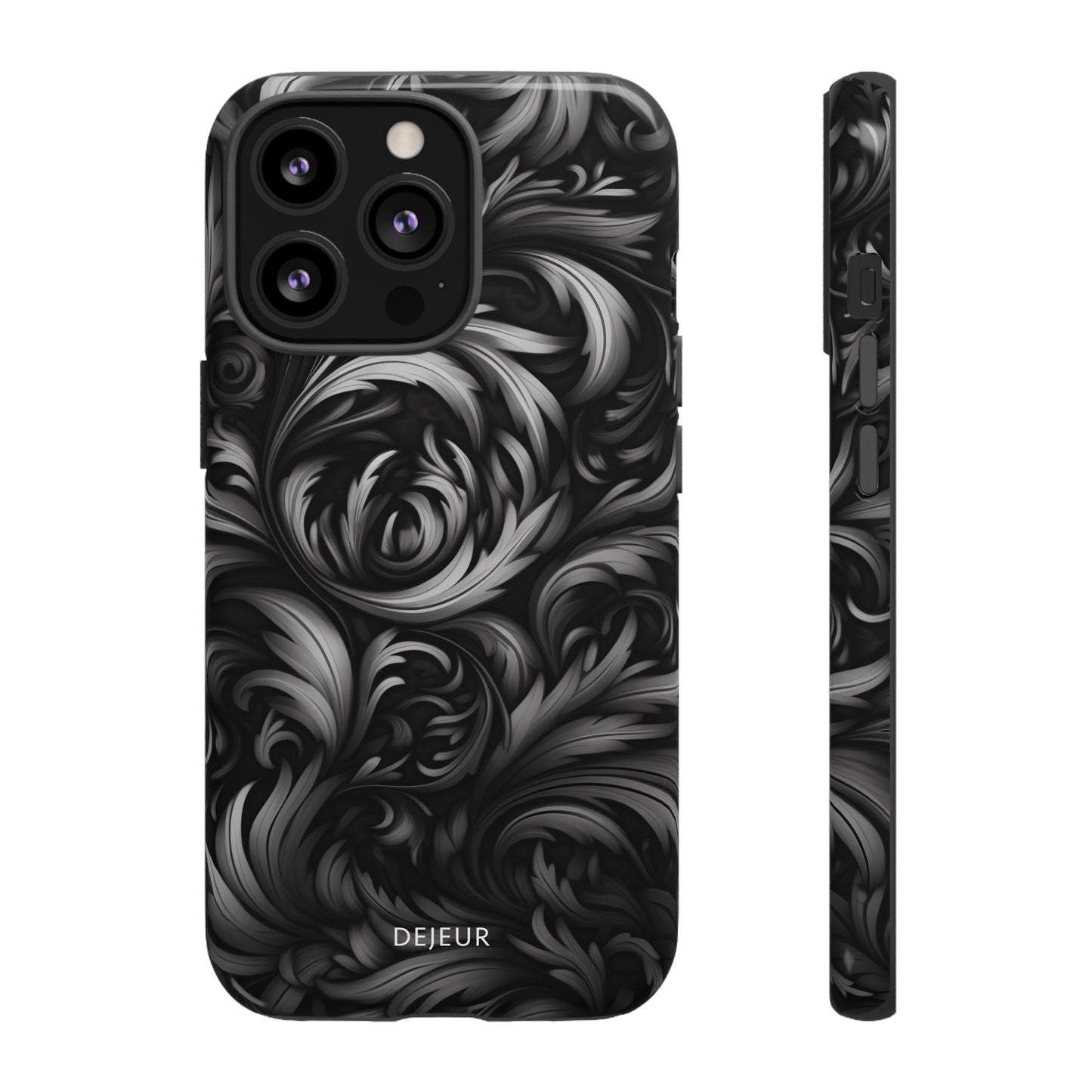 Dark Grey Floral - iPhone Tough Case