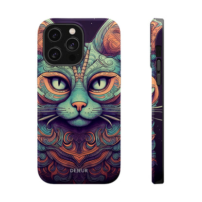 Intricate Aqua Cat - iPhone MagSafe Tough Case