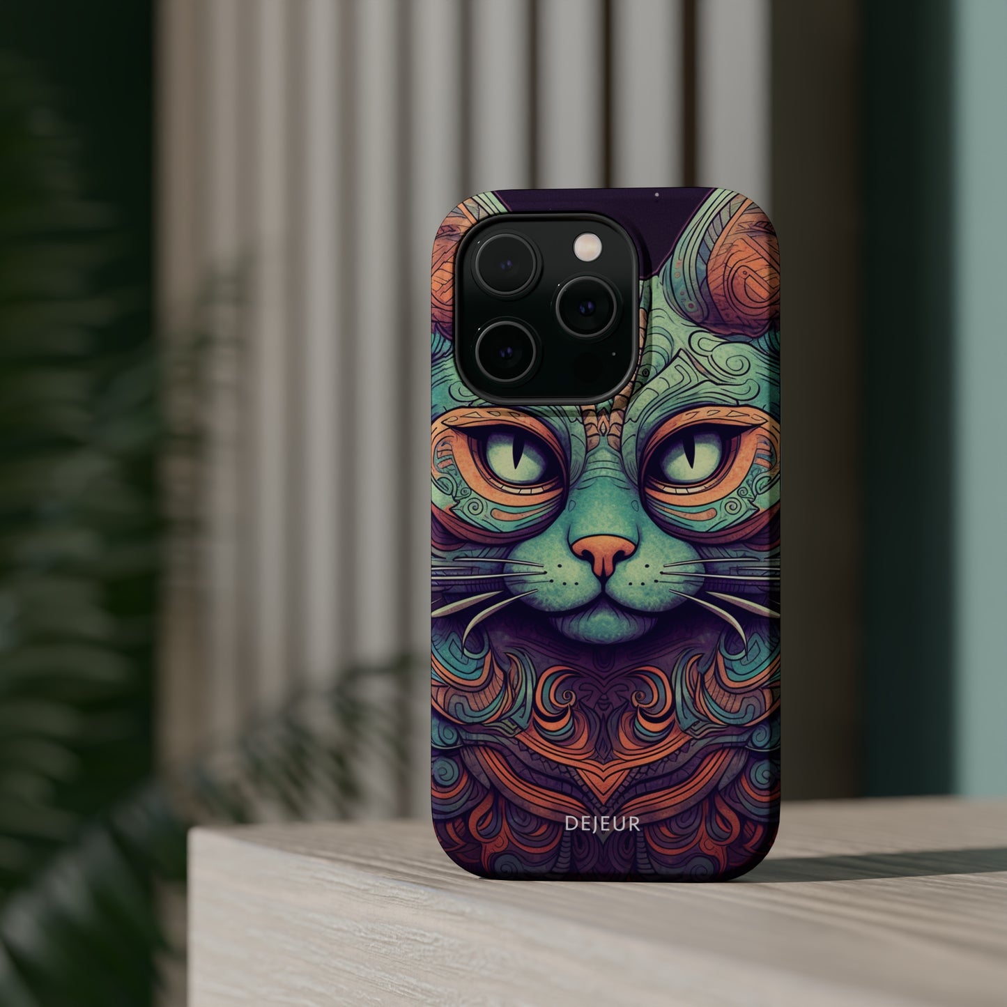 Intricate Aqua Cat - iPhone MagSafe Tough Case