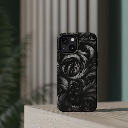 Dark Grey Floral - iPhone MagSafe Tough Case