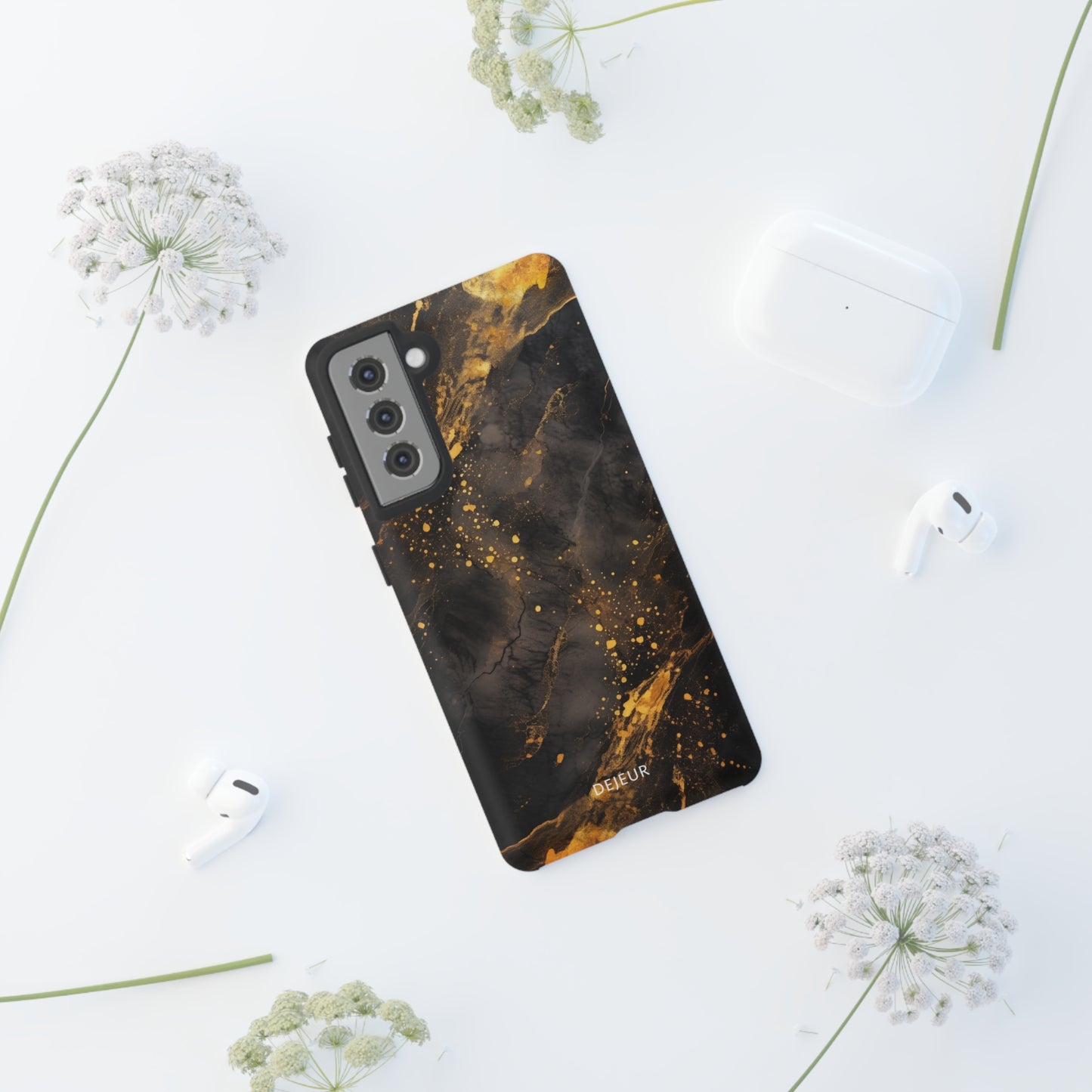 Black Gold Speckled Marble - Samsung Galaxy Tough Case