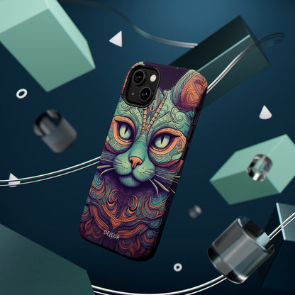 Intricate Aqua Cat - iPhone MagSafe Tough Case