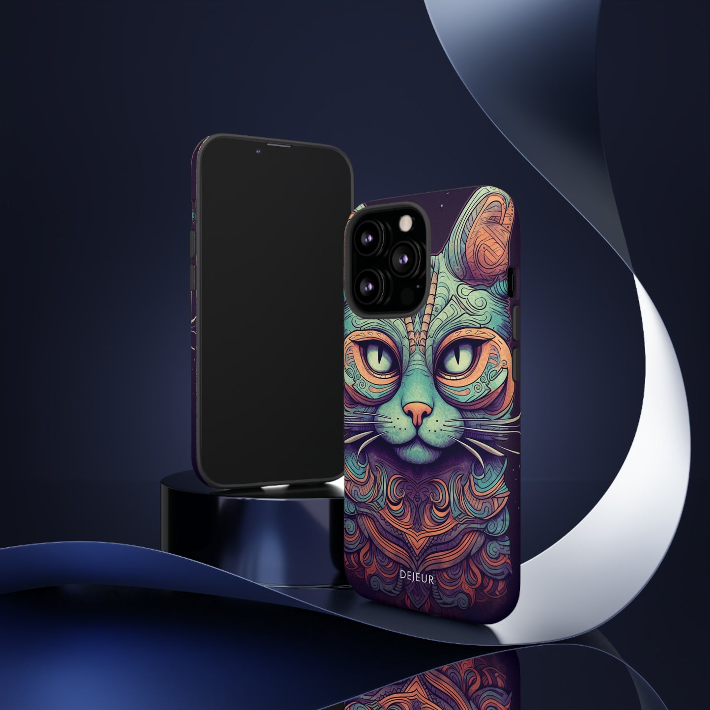 Intricate Aqua Cat - iPhone Tough Case