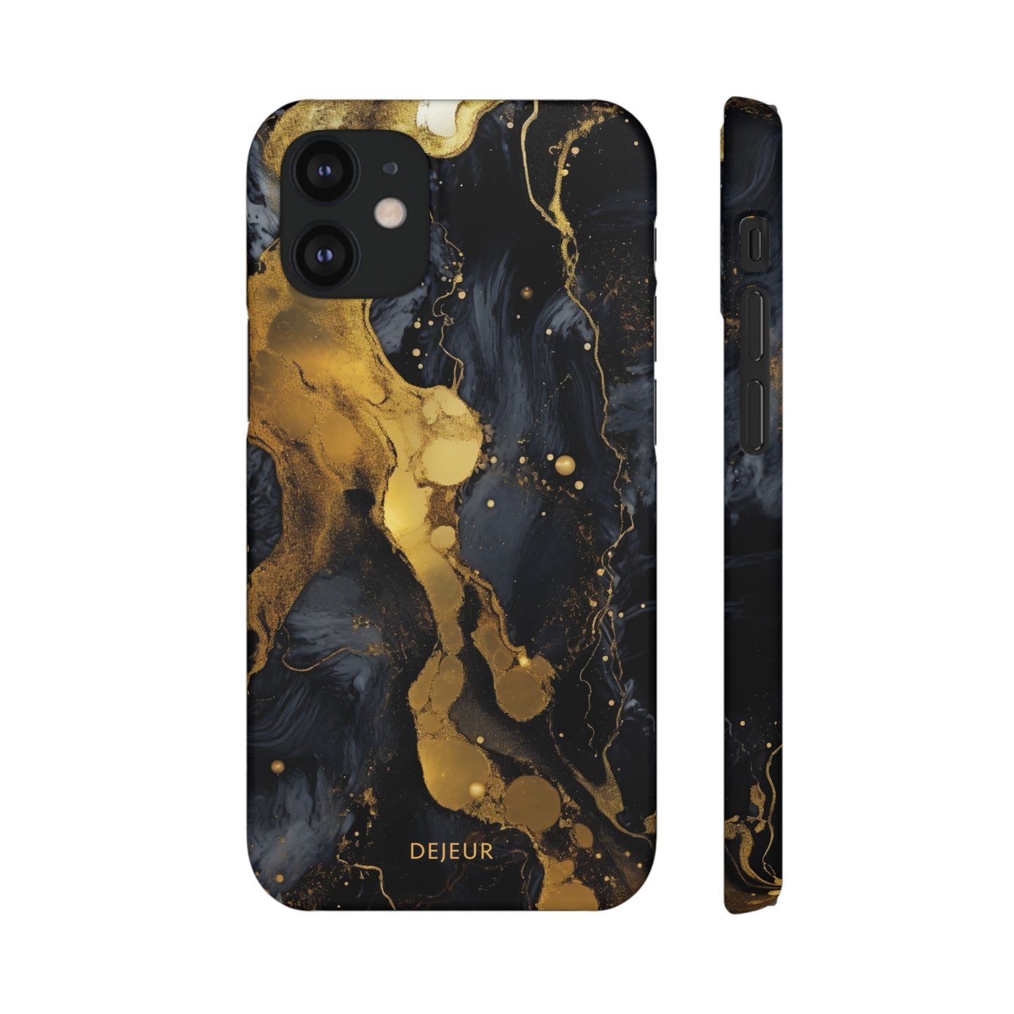 Metallic Gold Dark Marble - iPhone Snap Case