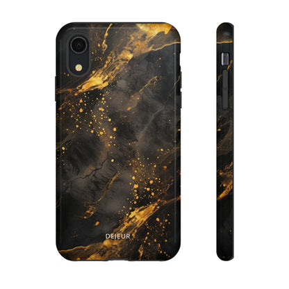 Black Gold Speckled Marble - iPhone Tough Case