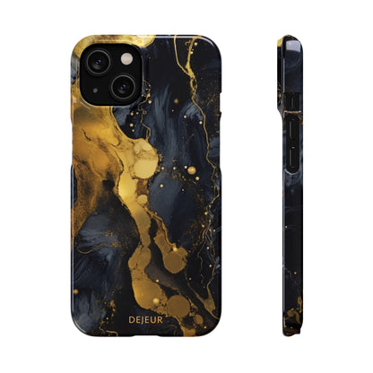 Metallic Gold Dark Marble - iPhone Snap Case