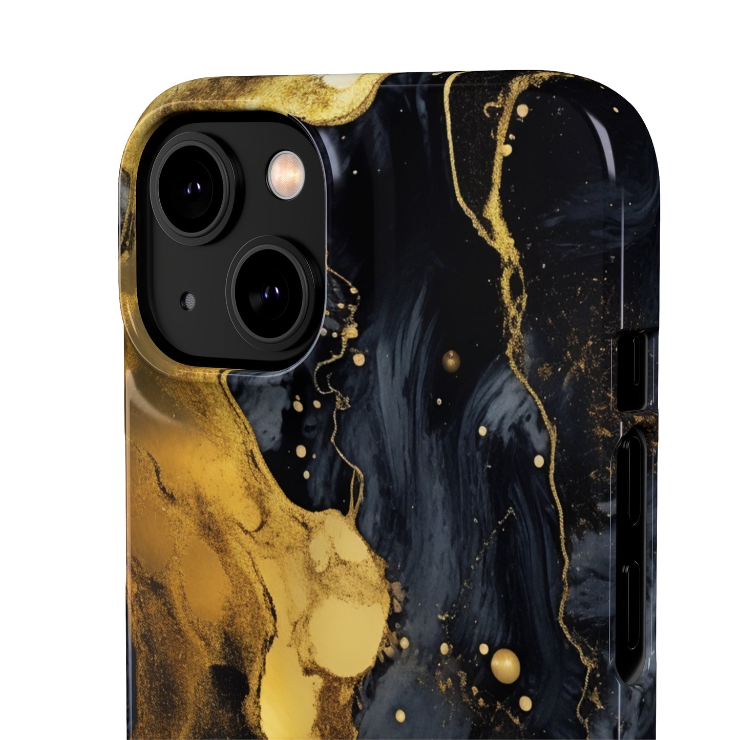 Metallic Gold Dark Marble - iPhone Snap Case