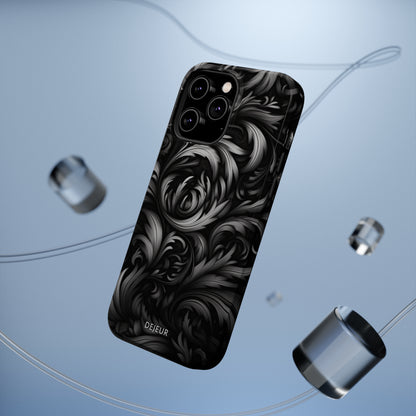 Dark Grey Floral - iPhone MagSafe Tough Case