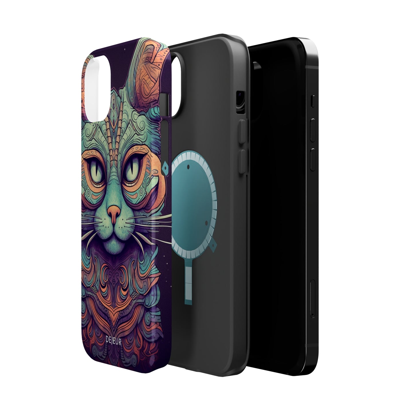 Intricate Aqua Cat - iPhone MagSafe Tough Case