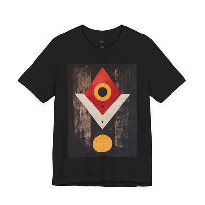 Abstract Geometric Red Diamond Weathered Wood Grain - Men's T-Shirt