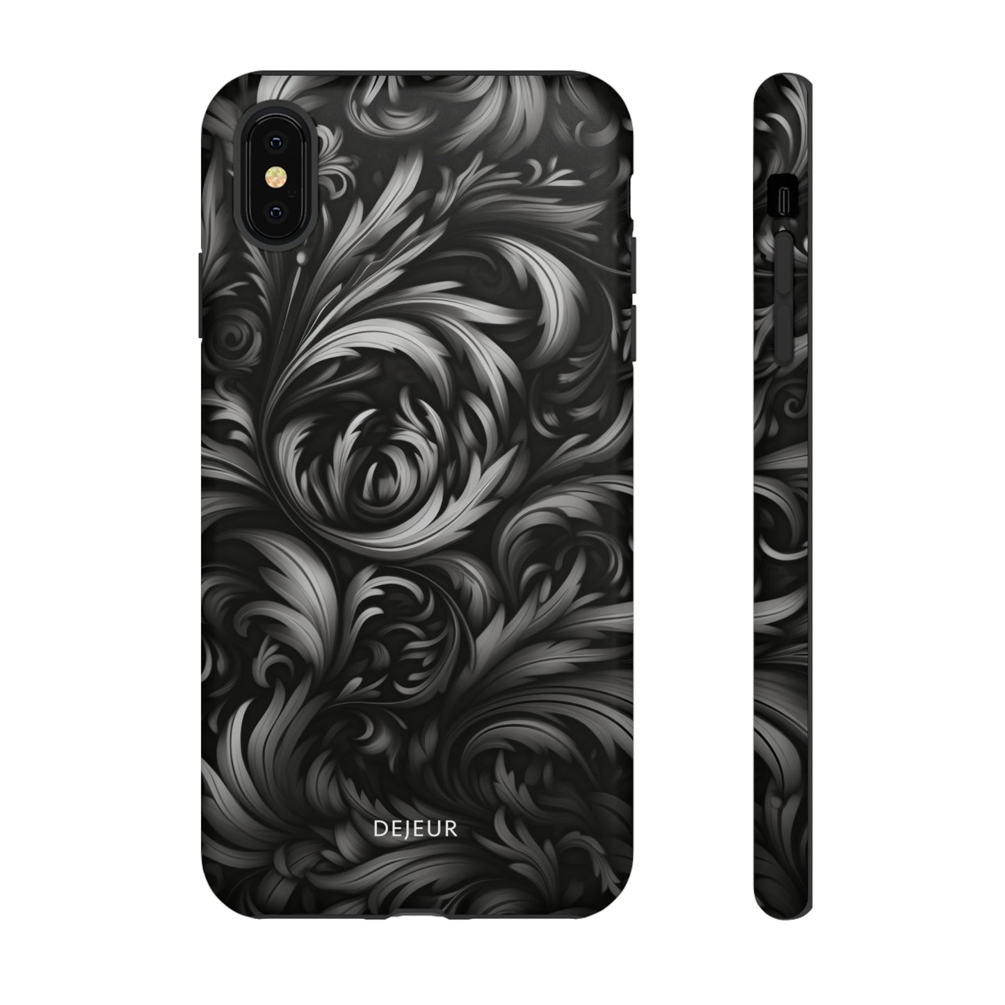 Dark Grey Floral - iPhone Tough Case